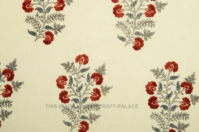 Indien Tissu Coton Bloc Imprimé Desseré Couture Course Loisirs Créatifs Par 4.6m