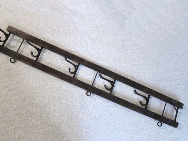 Family Estate antique Authentic wood iron FARMHOUSE COAT HOOK RACK handmade