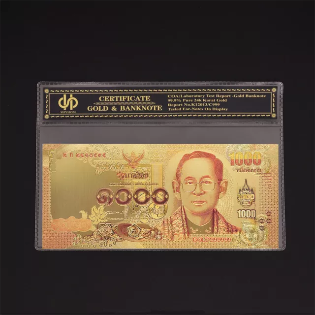 Thailand Gold Plated Color Gold Banknote 1000 Baht Fake Money Banknote Bill