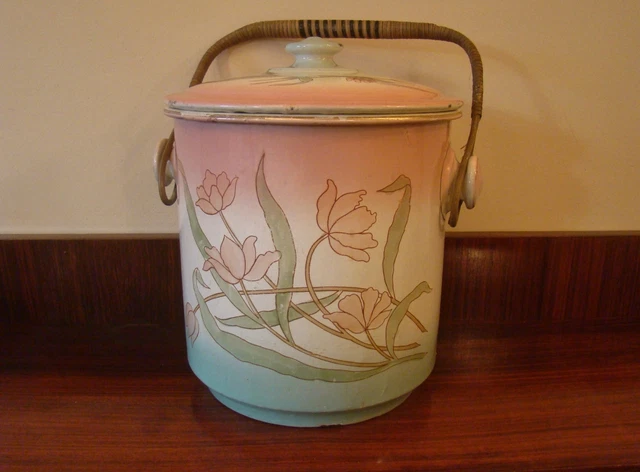 Ancien Seau De Toilette Jouet En Tôle émaillée – Décor Ours Parachutiste, Vintage