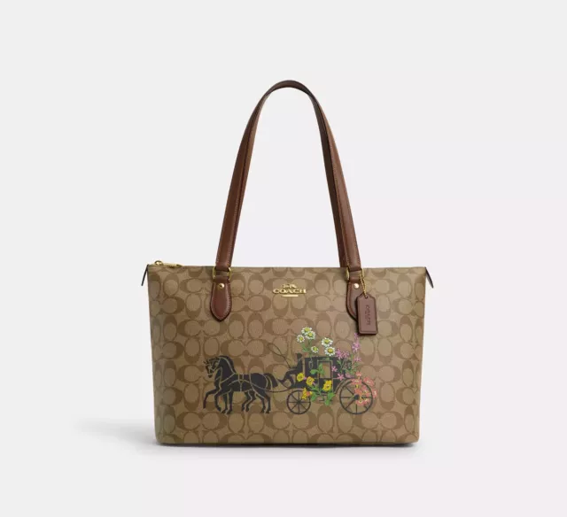 NWT Coach Gallery Tote In Signature Canvas With Floral Horse And Carriage CT254