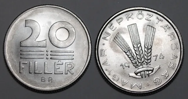 1974 Hungary 20 Filler Coin BU Very Nice UNC KM# 573