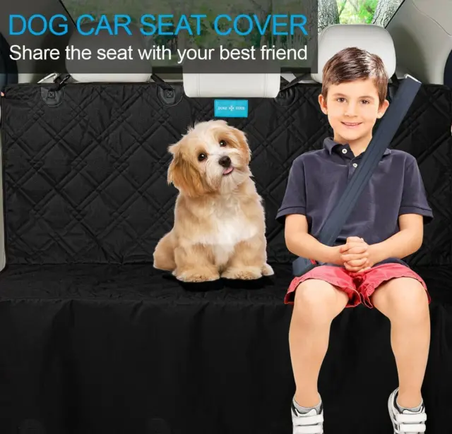 Dog Seat Cover Hammock for Back Seat Durable Waterproof Car Truck + Pet Seatbelt 3