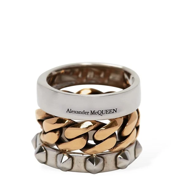 ALEXANDER McQUEEN WOMEN LOGO PUNK TRIPLE RING MADE IN ITALY 677689J160Z ALEXANDER McQUEEN WOMEN LOGO PUNK TRIPLE RING MADE IN ITALY 677689J160Z