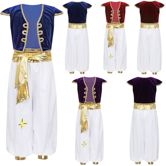 Déguisement Prince Arabe Homme - Gilet + Sarouel Velours | Danse Orientale, Cosplay, Fête Déguisée