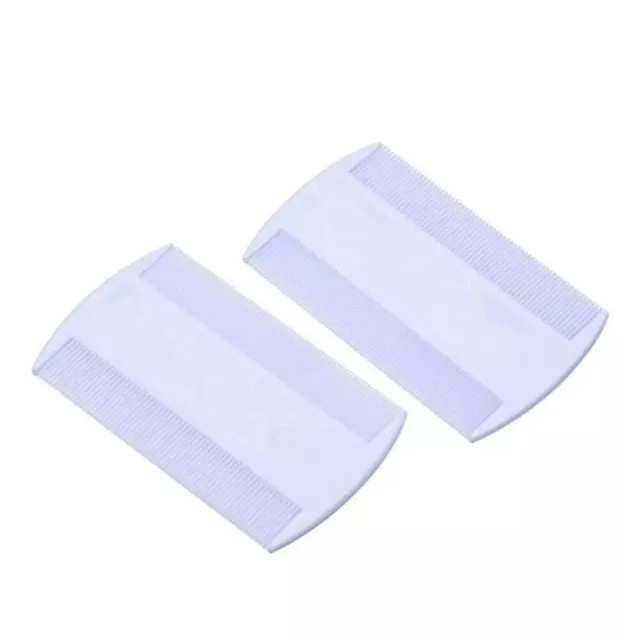White Double Sided NIT Comb For Head Lice Detection 2 Pieces
