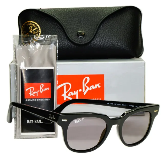 Ray-Ban Polarised Meteor Sunglasses Black Grey Mens Womens Mirror RB 2168 901/P2