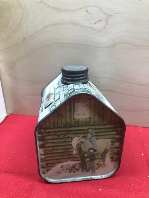 Vintage 1984 Vermont Absolutely Pure Maple Syrup Log Cabin Tin New England Co 2