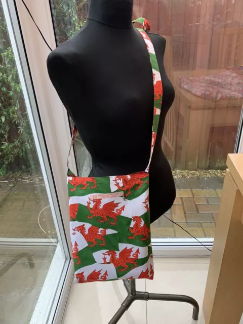 Handmade Welsh Dragon Cross Body Bag. Rugby Days. Six Nations. St David’s Day.