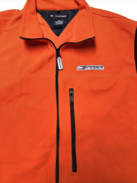 VINTAGE TOMMY HILFIGER Athletics Orange Fleece Vest Men's Jacket Size ...