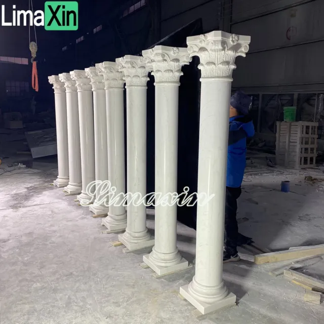 Natural architectural Roman Corinthian white Marble Column Pillar Pedestals 6