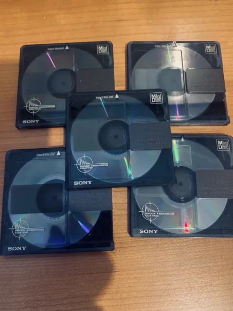 5  Sony    80 Minute Color collection  -   5 BLACK  Mini Discs.