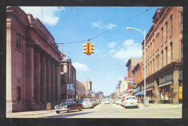 Marquette Michigan Downtown Washington Street Scene Vintage Postcard