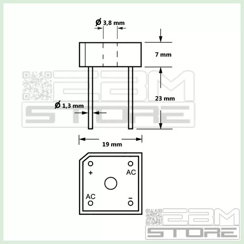 Ponte di diodi KBPC808 8A 800V - raddrizzatore - ART. DH07 2