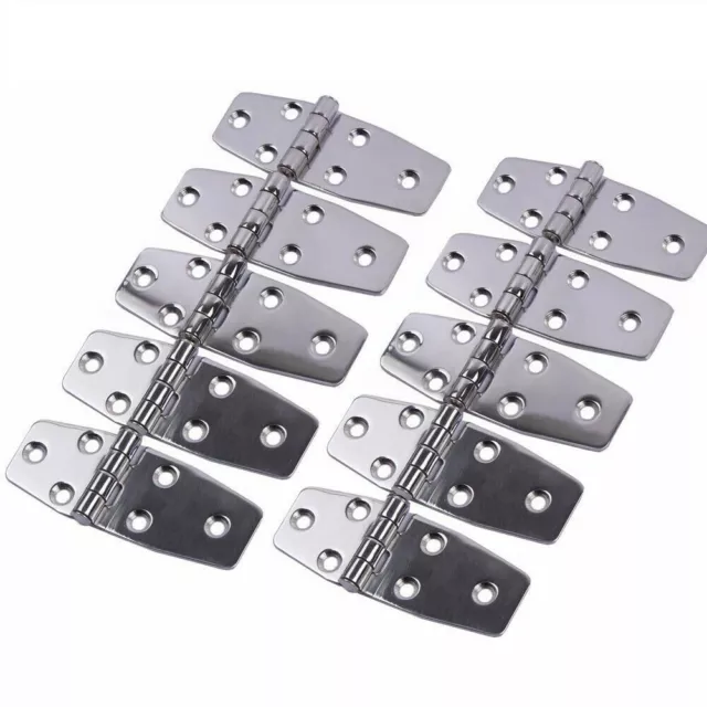 10X Stainless Steel Flush Strap Hinges Polished for Marine Boat Cabinet Hinges