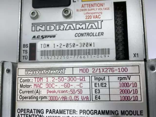 Indramat AC Servo Controller TDM 1.2-050-300W1 MOD 2/1x276-100 Servoregler 2