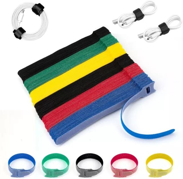 Klettkabelbinder Klettband Klett Kabel Binder Verschluss Wiederverwendbar DE