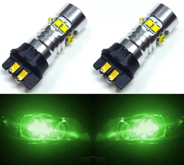 LED 50W 12177 PW16W Green Two Bulbs Back Up Reverse Light Audi BMW Show Use