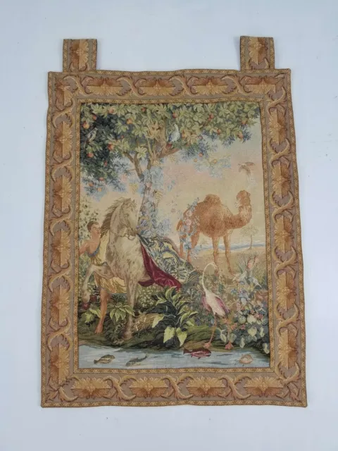Vintage French Forest Scene Wall Hanging Tapestry Panel 82x63cm