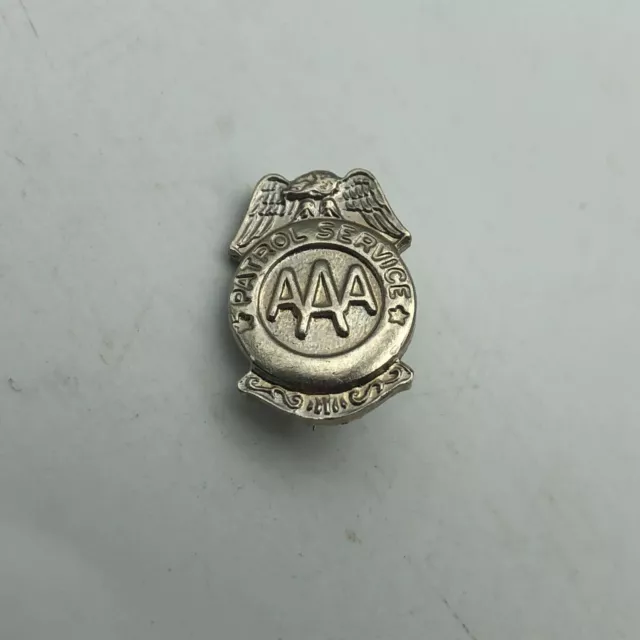 AAA Lapel Pin Patrol Service Award Mini Badge Advertising Vintage Silver Tone