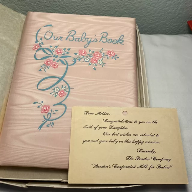 VTG Gibson Baby's Book Birth Record Gift From Borden Milk Dairy Advertising 1957