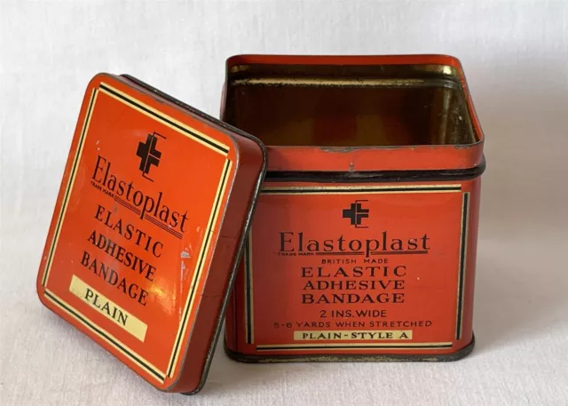 Vintage ELASTOPLAST 1st Aid Dressing Elastic Adhesive Bandage Plain Style A Tin