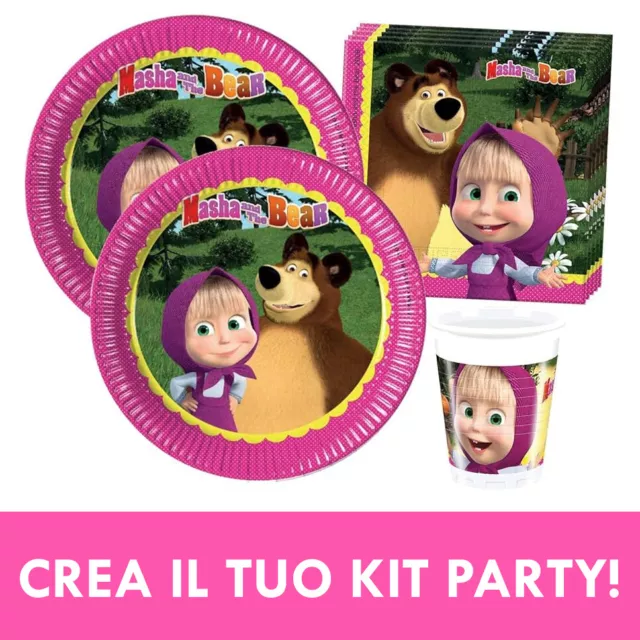 Kit Festa Compleanno Masha e Orso per Bimbo Bimba CREA IL TUO SET PARTY