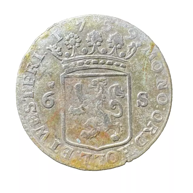 6 Stuivers Scheepjesschelling Netherlands, Holland 1759