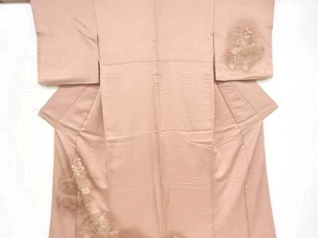 42420# Japanese Kimono / Antique Kimono / Embroidery / Floral Plants