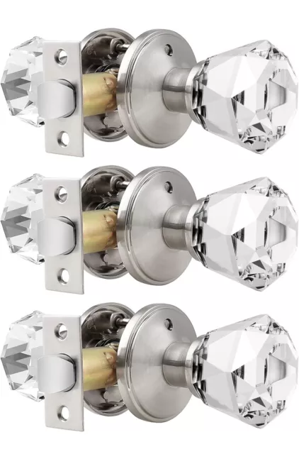 3 Pack Orger Diamond Crystal Interior Passage Door Knobs