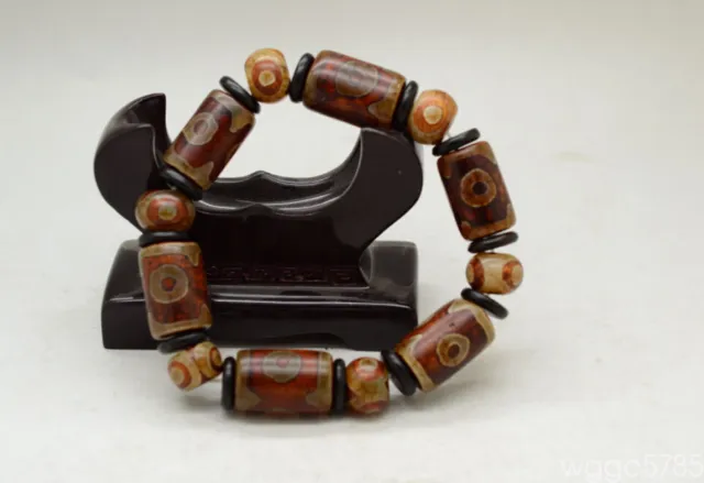Classic Bracelet Tibetan DZI Old Agate Bead 3 Eye Totem Amulet Ba