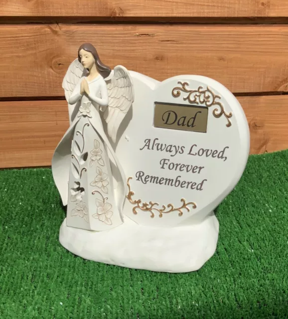 Praying Angel with Gold Flowers, & Verse LED Light DAD memorial ornament