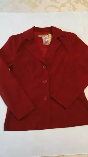 Notations Jacket Blazer Stretch Sz S NWT Cranberry Red Woman Christmas/Winter