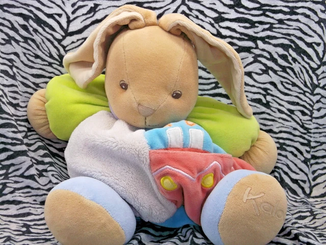 Cb/ Peluche Doudou Kaloo  Lapin  Boule Beige Bleu Orange Vert Grelot Gm 40Cm Tbe