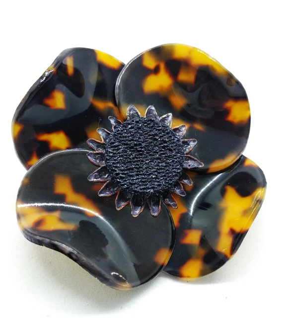 Broche à grandes fleurs / fleur en plastique vintage avec
