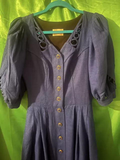 Vintage Isola Trachten Cornflower Blue Tea Dress - EU 36/UK Size 8 3