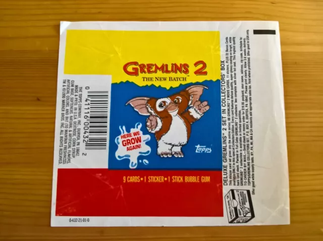Empty wax wrapper packet for Topps Gremlins 2 gum cards