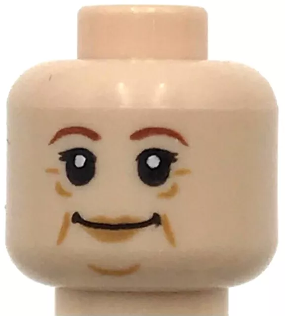 Lego New Light Flesh Minifigure Head Dual Sided Old Female Brown Eyebrows