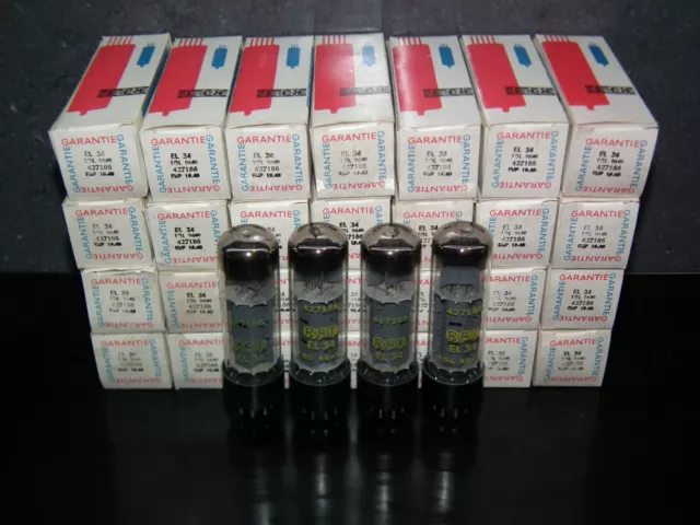 EL34 6CA7 RFT Germany NOS NIB Platinum Matched Quad EL34 6CA7 RFT Germany NOS NIB Platinum Matched Quad