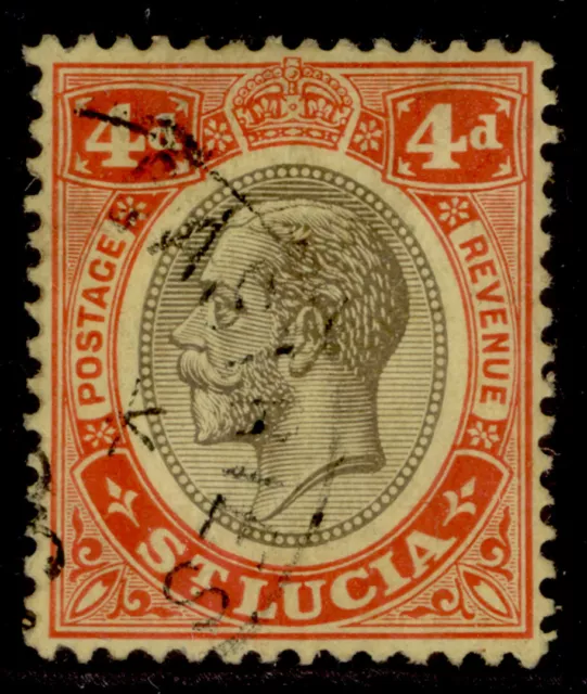 ST. LUCIA GV SG101, 4d black & red/yellow, FINE USED.