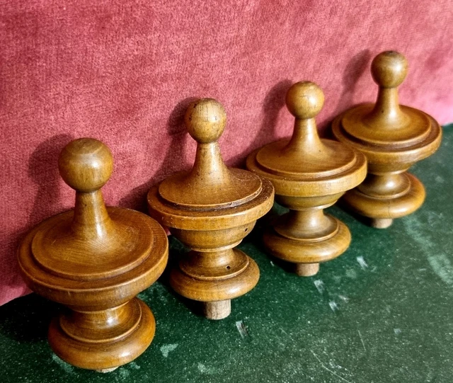 4 Walnut carving post finial topper 2 in - Antique french architectural salvage