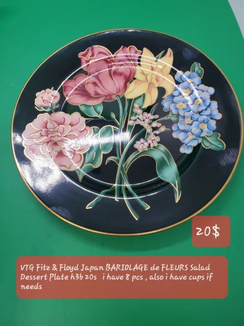 VTG Fitz & Floyd Japan BARIOLAGE de FLEURS Salad Dessert Plate h3b 20s   i have
