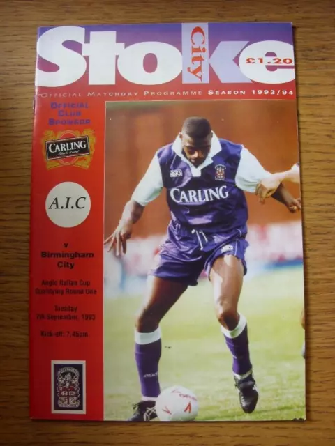 07/09/1993 Stoke City v Birmingham City [Anglo Italian Cup]  (Item has no appare