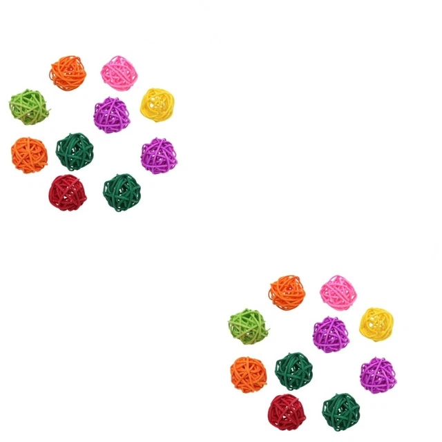 2x Vogel Kauen Spielzeug Rattan Kugeln für Vögel Papagei Spielzeug Kauen