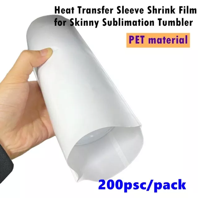 200 Packs Heat Sublimation Shrink Wrap Film for Mugs Tumblers Blanks 5.5" x 11"