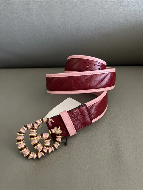 New Gucci Enamel Gg Belt Red And Pink 90•36 New Gucci Enamel Gg Belt Red And Pink 90•36