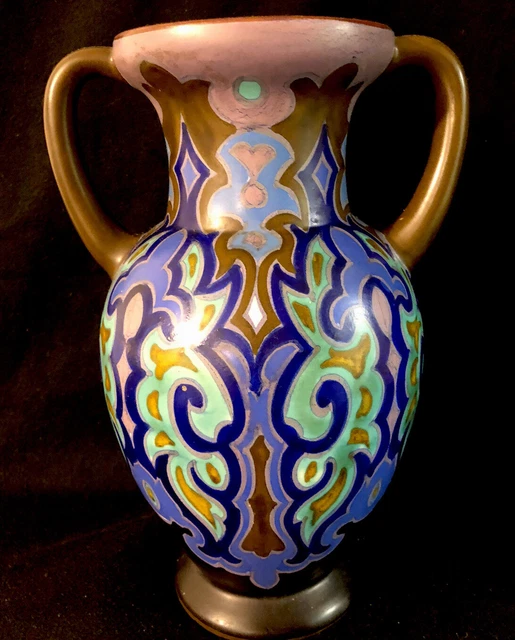 LARGE ART DECO Gouda PANDORA Two-Handled VASE  - STUNNING 1920’s