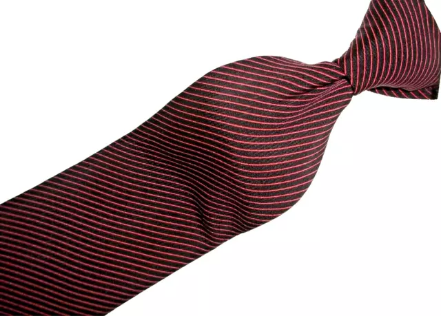 Stefano Ricci Burgundy & Black Striped Woven Silk Tie 60"L x 3"W