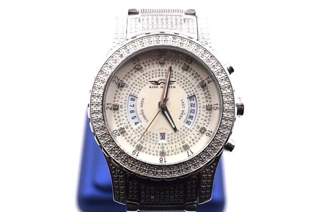 KING MASTER MENS Wrist Watch Genuine Diamonds White Dial Stainless Steel R1043 999.00 PicClick