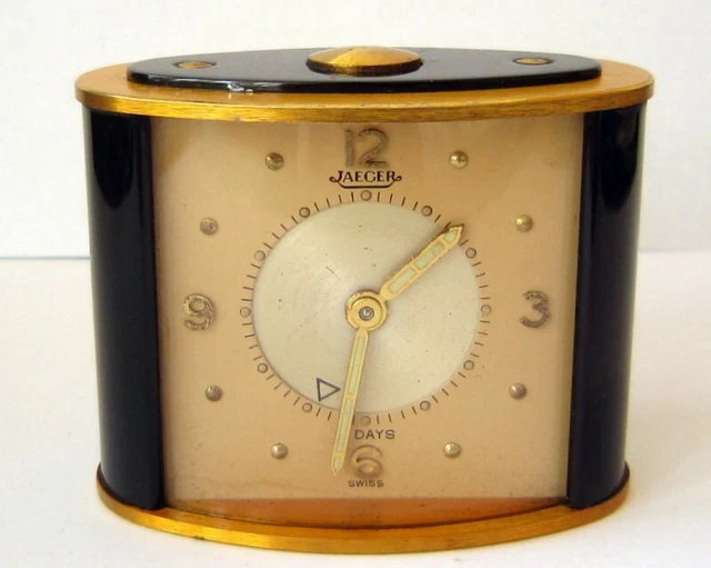 Réveil Vintage Art Déco Jaeger LeCoultre Memovox 8 Jours - Laiton - Années 50